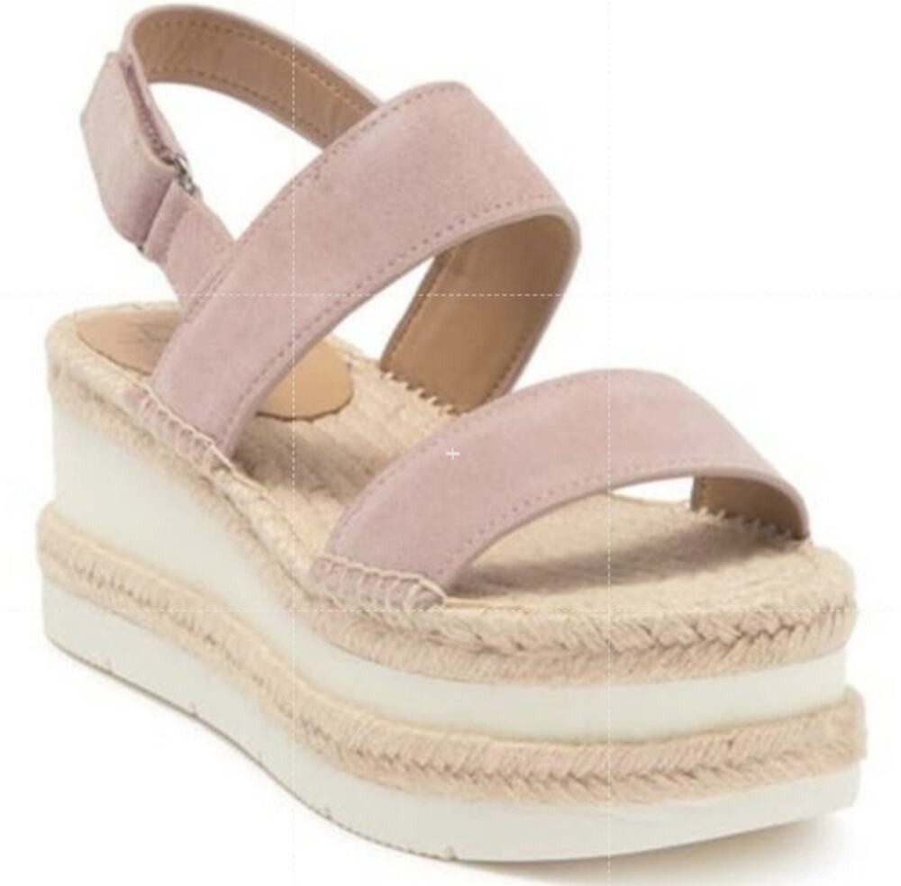 Marc Fisher ML Gallia Shoes Women's Size 8.5 Pink Espadrille Wedge Sandals Box